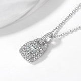 925 Silver Diamond Lock Pendant Necklace Women Chain Romantic Jewelry