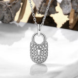 925 Silver Diamond Lock Pendant Necklace for Women
