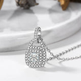 925 Silver Diamond Lock Pendant Necklace Women Chain Romantic Jewelry