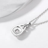 925 Silver Diamond Lock Pendant Necklace Women Chain Romantic Jewelry