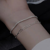 925 Silver Double-Deck Chain Bracelet For Women
