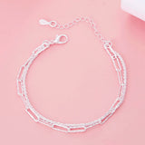 925 Silver Double-Deck Chain Bracelet For Women