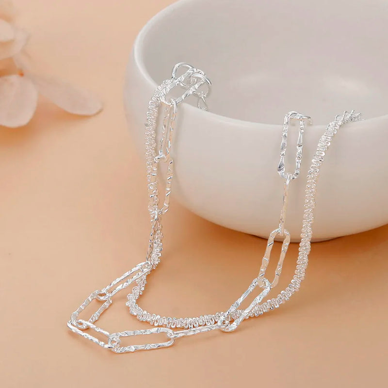 925 Silver Double-Deck Chain Bracelet For Women