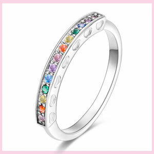925 Silver Twists Line & Heart Shaped CZ Ring Set