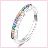 925 Silver Twists Line & Heart Shaped CZ Ring Set