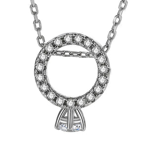925 Silver Diamond Ring Pendant Necklace for Women