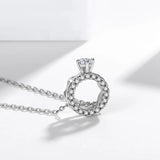 925 Silver Diamond Ring Pendant Necklace for Women