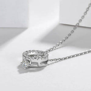 925 Silver Diamond Ring Pendant Necklace for Women