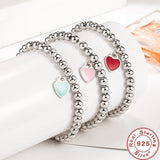 925 Silver Ball Heart Bracelet Women Jewelry