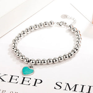 925 Silver Ball Heart Bracelet Women Jewelry