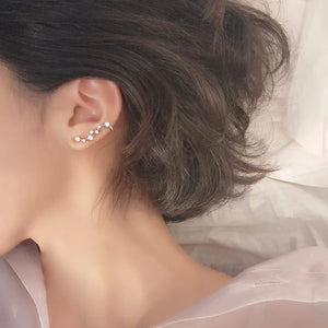 925 Silver Big Dipper Wain Stud Earrings Crystal Zircon Crawler Earrings Women