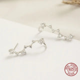 925 Silver Big Dipper Wain Stud Earrings Crystal Zircon Crawler Earrings Women