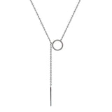 925 Silver Circle Strip Chain Necklace For Women Pendant Jewelry Gift