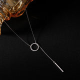 925 Silver Circle Strip Chain Necklace For Women Pendant Jewelry Gift