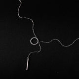 925 Silver Circle Strip Chain Necklace For Women Pendant Jewelry Gift