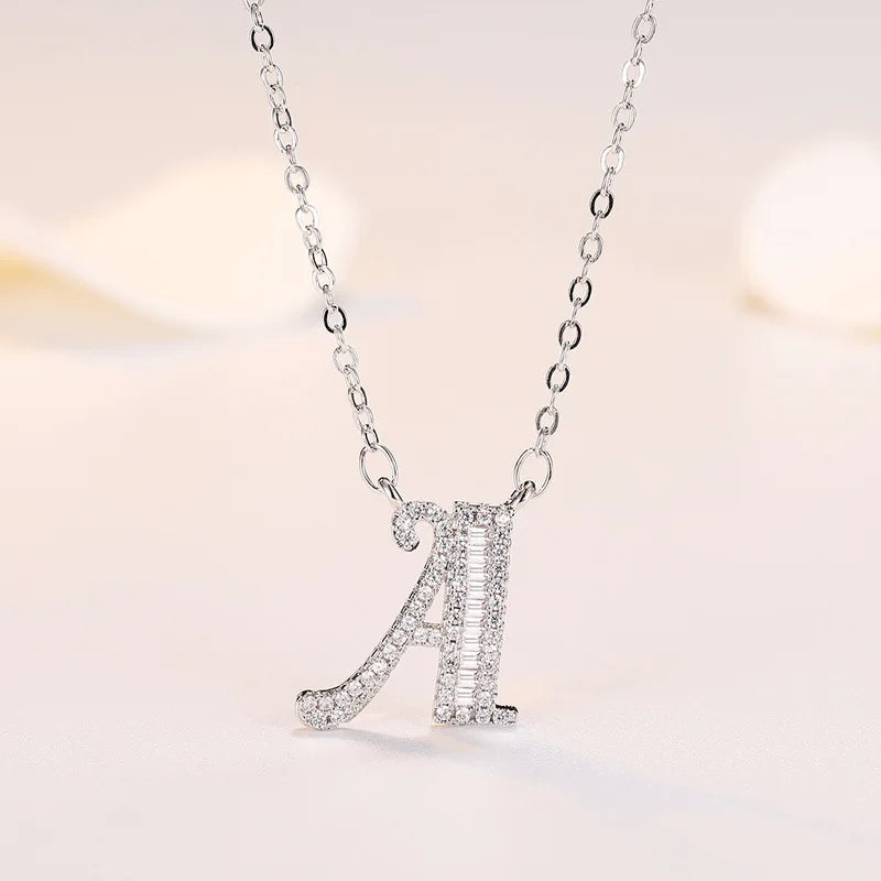 925 Silver A-Z Letter Pendant Necklace Initial Name Jewelry