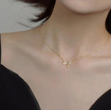 925 Silver Dragonfly Zircon Necklace Animal Shape Clavicle Chain