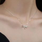 925 Silver Dragonfly Zircon Necklace Animal Shape Clavicle Chain