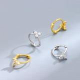 925 Silver Star Diamond Hoop Earrings K Gold-Plated Small Women's Earrings