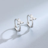 925 Silver Star Diamond Hoop Earrings K Gold-Plated Small Women's Earrings