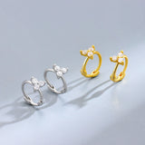 925 Silver Star Diamond Hoop Earrings K Gold-Plated Small Women's Earrings