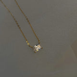 925 Silver Zircon Pendant Clavicle CZ Choker Necklace Girl Gift NK099