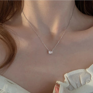 925 Silver Zircon Pendant Clavicle CZ Choker Necklace Girl Gift NK099