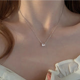 925 Silver Zircon Pendant Clavicle CZ Choker Necklace Girl Gift NK099