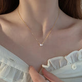925 Silver Zircon Pendant Clavicle CZ Choker Necklace Girl Gift NK099