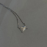 925 Silver Zircon Pendant Clavicle CZ Choker Necklace Girl Gift NK099