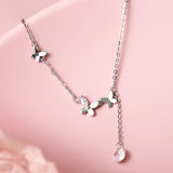 925 Silver Butterfly Pendant Necklace Bowknot Chain Choker