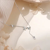 925 Silver Butterfly Pendant Necklace Bowknot Chain Choker