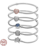 925 Silver Pink Heart Snake Bone Chain Bracelet for DIY Jewelry