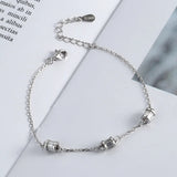 925 Silver Zircon Beads Charm Bracelet Women's Jewelry