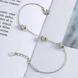 925 Silver Zircon Beads Charm Bracelet Women's Jewelry