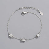 925 Silver Zircon Beads Charm Bracelet Women's Jewelry