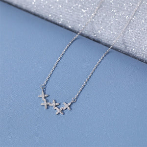 925 Silver Zircon Stars Pendant Necklace Choker