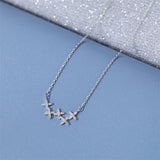 925 Silver Zircon Stars Pendant Necklace Choker