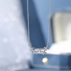 925 Silver Zircon Stars Pendant Necklace Choker