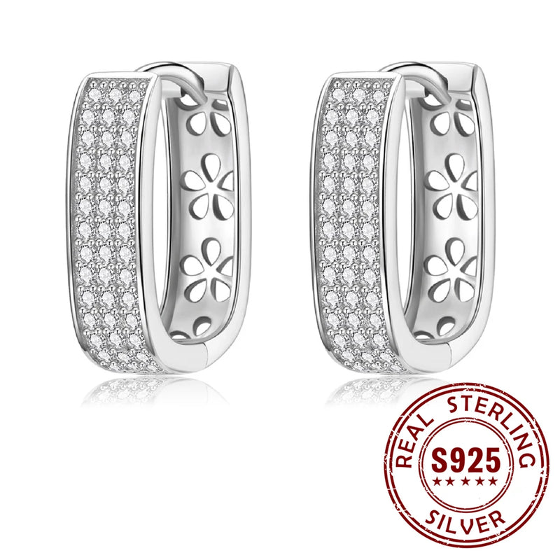 925 Silver Zircon Huggie Earrings for Women