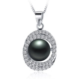 925 Silver Zircon Pendant Pearl Chain Necklace Wedding Gift