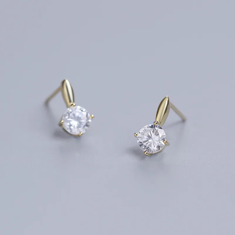 925 Silver Zircon Stud Earrings Women Goddess 14k Plating Jewelry