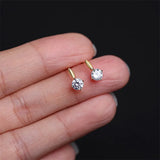 925 Silver Zircon Stud Earrings Women Goddess 14k Plating Jewelry