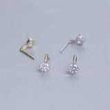 925 Silver Zircon Stud Earrings Women Goddess 14k Plating Jewelry