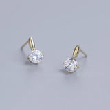 925 Silver Zircon Stud Earrings Women Goddess 14k Plating Jewelry
