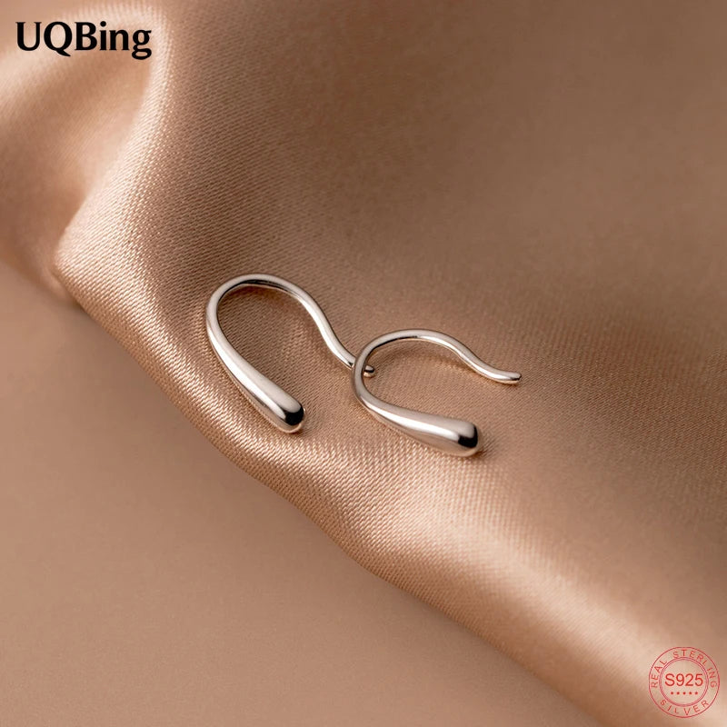 925 Silver Curved Bar Drop Earrings Ear Jewelry