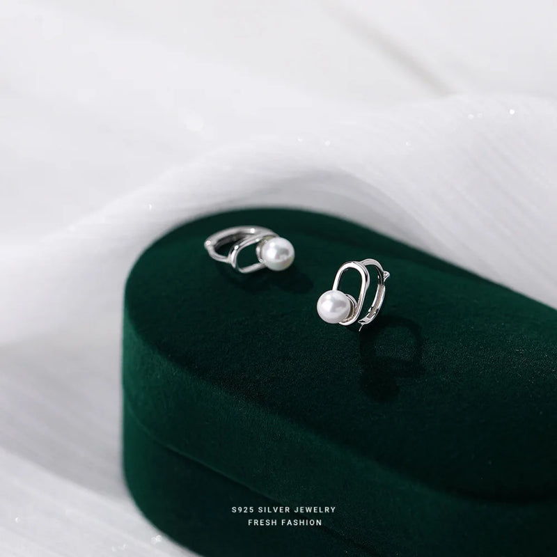 925 Silver Petite Pearl Stud Earrings French Elegance Jewelry