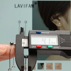 925 Silver Tassel Line Earrings Single Zircon Screw Bead Earrings