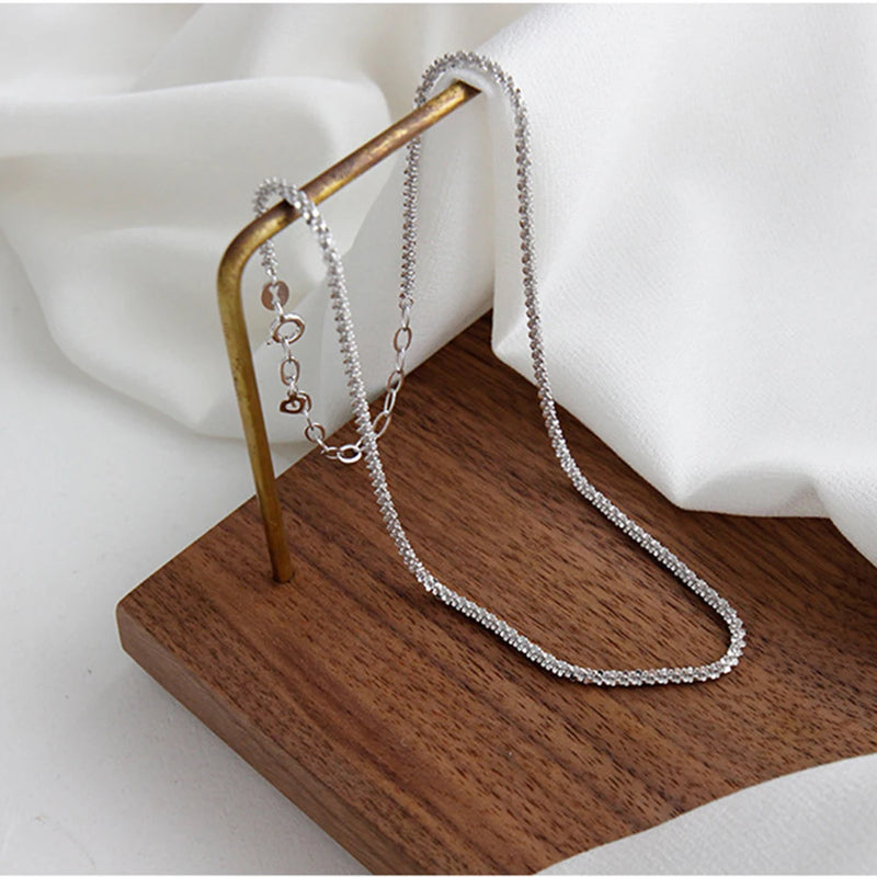 925 Silver Twist Chain Necklace Gypsophila Flower Choker