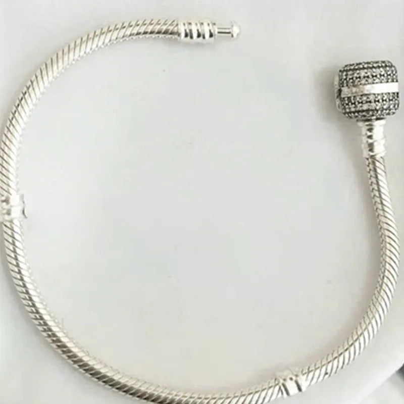 925 Silver Clasp Crystal Snake Chain Pan Bracelet Anklets